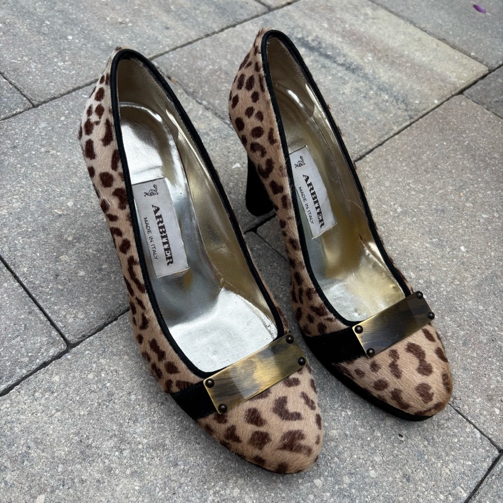 Leopard Print Heels with Black Accents